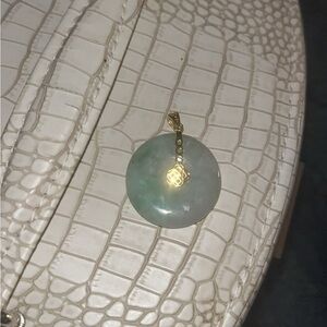 Jade pendant charm, solid sterling silver gold plated